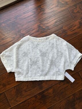 bishop + young White Textured Cropped Boxy Top
